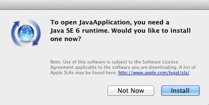 OS X Automatic Java download dialogue
