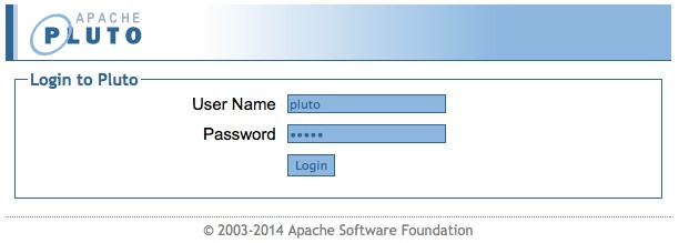 Apache Pluto 2 - login page